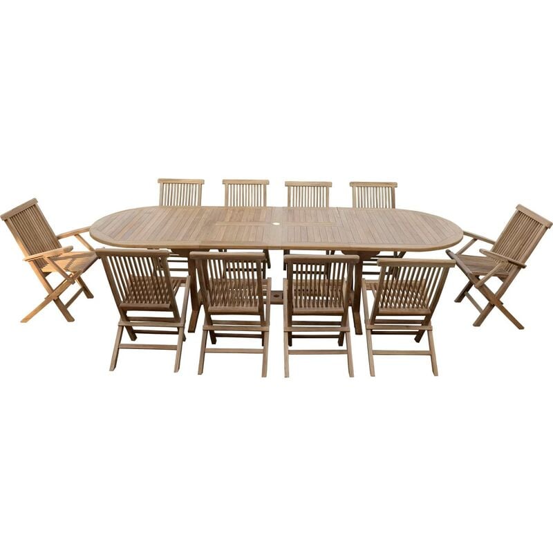 

Conjunto de jardín de teca de lujo NILA 8 sillas + 2 sillones JENAE