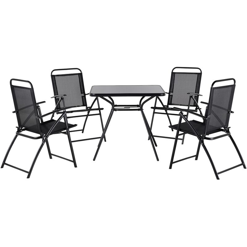 

Conjunto de jardín en acero negro con 4 sillas LIVO