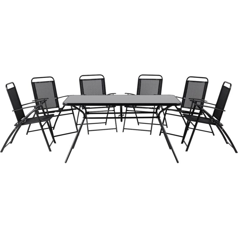 

Conjunto de jardín en acero negro con 6 sillas LIVO