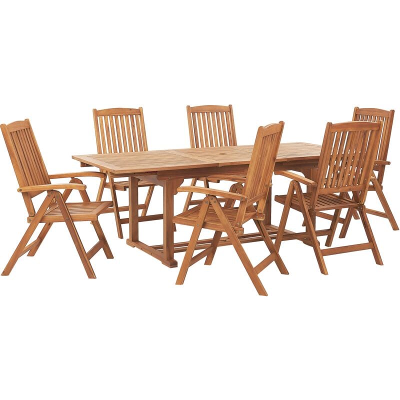 

Conjunto de jardín de madera de acacia con 6 sillas JAVA