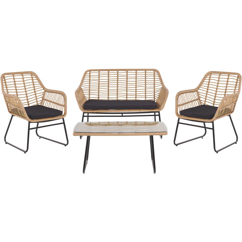 

Beliani - Conjunto de jardín en ratán natural/negro MINORI