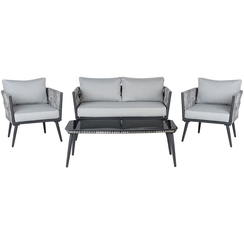 

Conjunto de jardín en ratán gris/negro PREVEZA