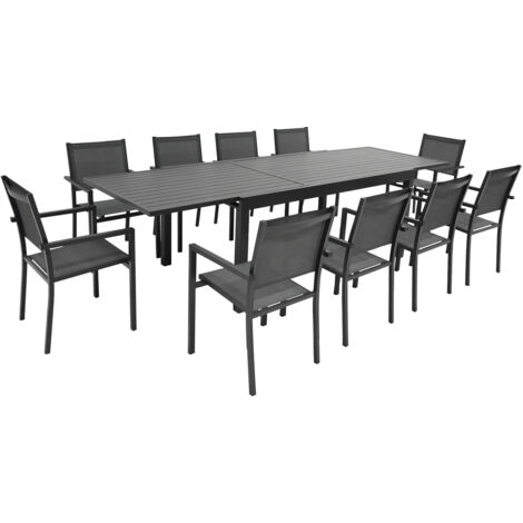 Conjunto de jardín extensible VENEZIA 180/300 en textileno gris 10 plazas aluminio antracita