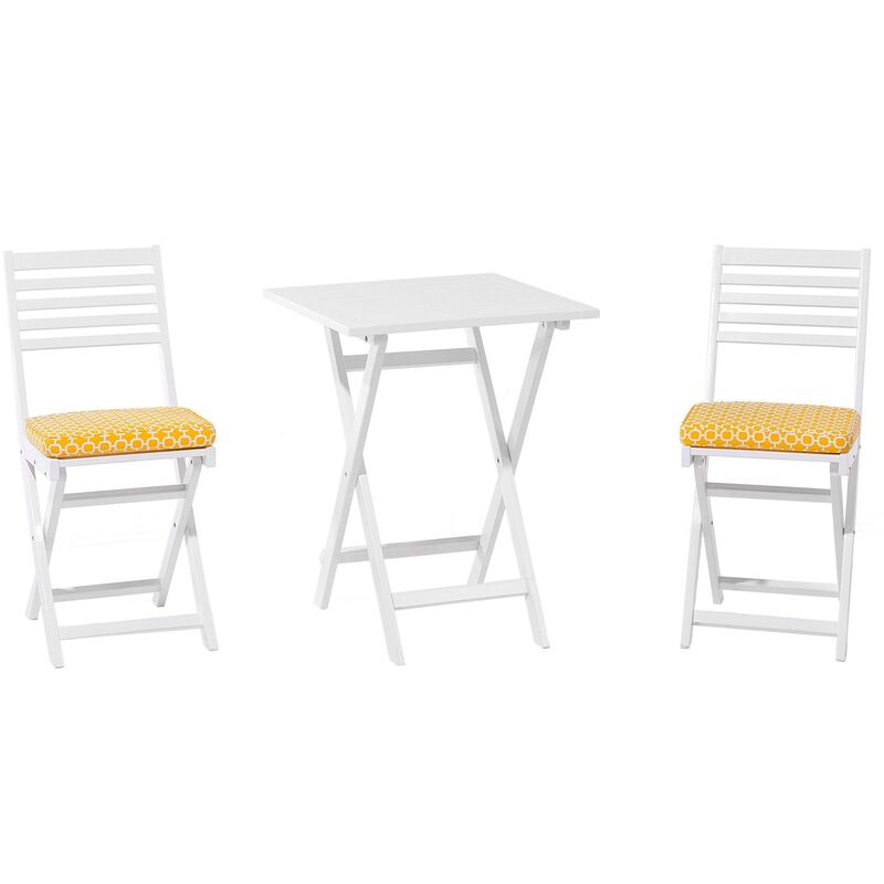 

Beliani - Conjunto de balcón blanco con cojines amarillos FIJI