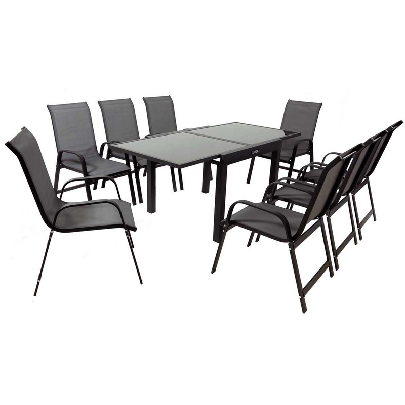 

Habitat Et Jardin - Comedor de Jardín Porto 8 - Phoenix - Negro/Gris obscuro- 1 Mesa + 8 Sillas