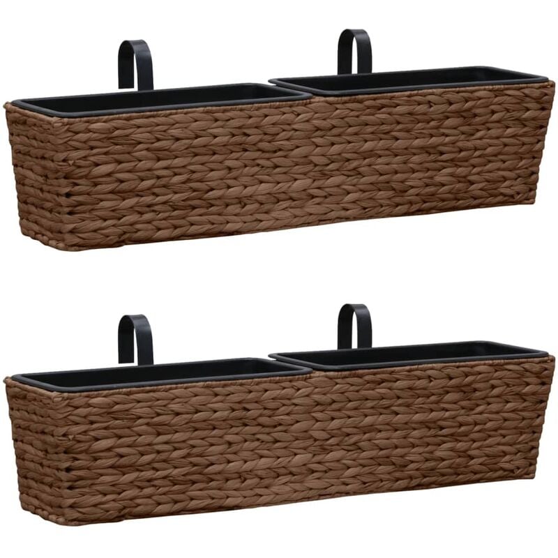 

vidaXL Conjunto de jardineras 2 piezas jacinto de agua marrón - Marrón