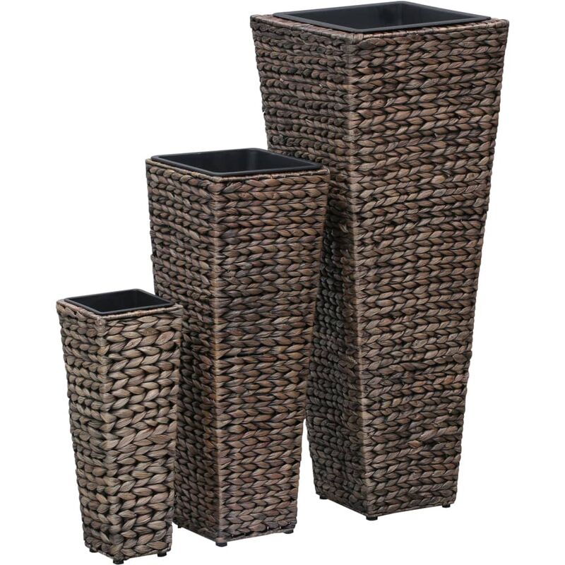 

vidaXL Conjunto de arriates 3 piezas jacinto de agua marrón oscuro - Marrón
