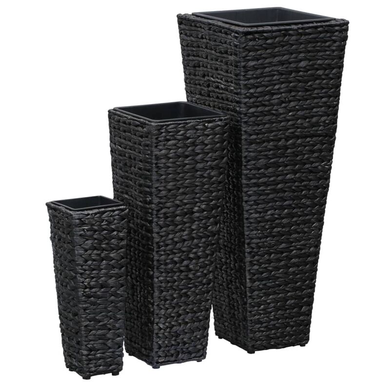

vidaXL Conjunto de arriates 3 piezas jacinto de agua negro - Negro