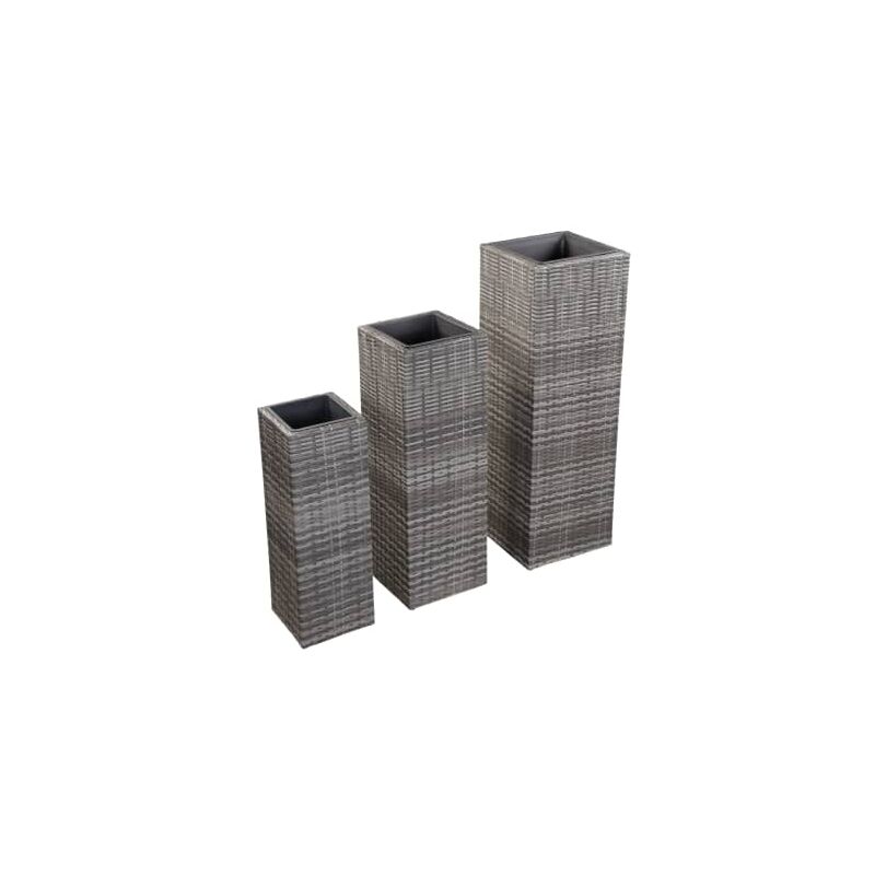 

Conjunto de jardineras 3 piezas ratan sintetico gris