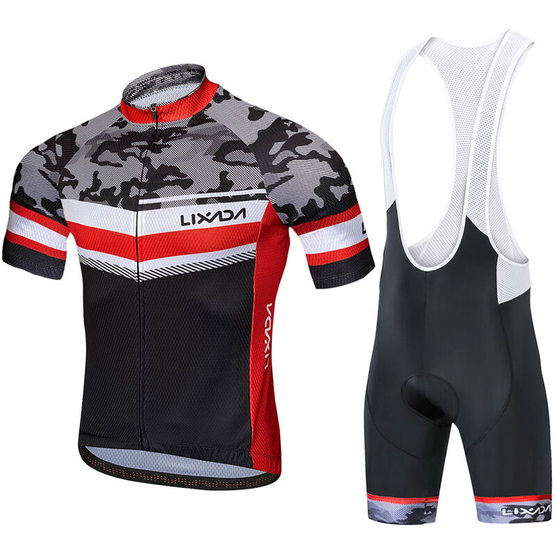 

Conjunto de Jersey de ciclismo de verano camiseta de bicicleta de manga corta y pantalones cortos con tirantes acolchados, traje de ciclismo