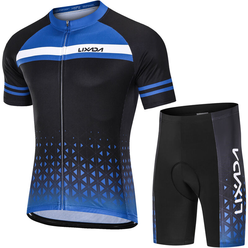 

Conjunto de jersey de ciclismo para hombre transpirable, de secado rapido, de manga corta y pantalones cortos acolchados, conjunto de traje de