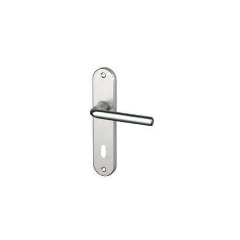 Conjunto de la manija de la puerta con la placa del agujero de la llave, aluminio plateado.