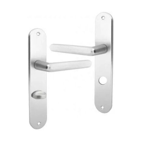 Conjunto de la manija de la puerta con placa de cierre, aluminio plateado.