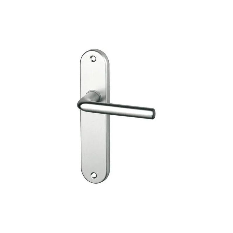 

Conjunto de la manija de la puerta con placa sin huecos, aluminio plateado
