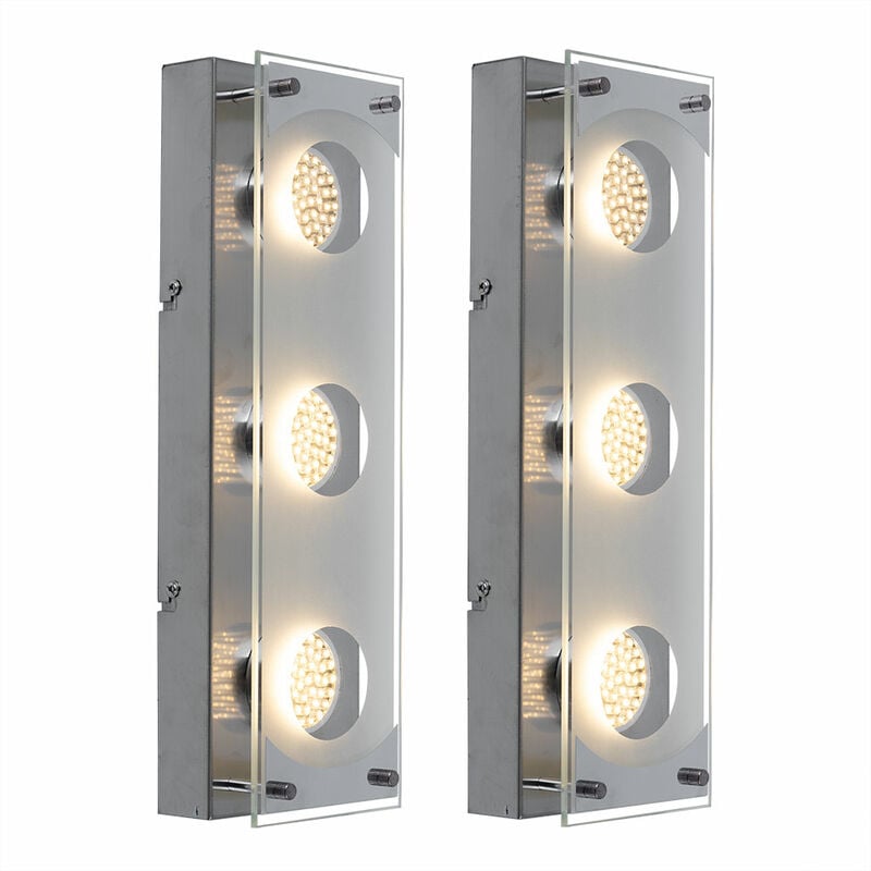 

Juego de 2 lámparas LED de techo para sala de estar, aplique de pared, iluminación de vidrio satinado