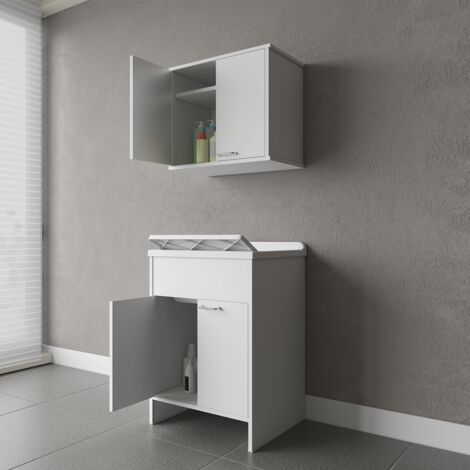 Conjunto de lavandería con mueble y armario aéreo de 2 puertas COMP 2 Negrari