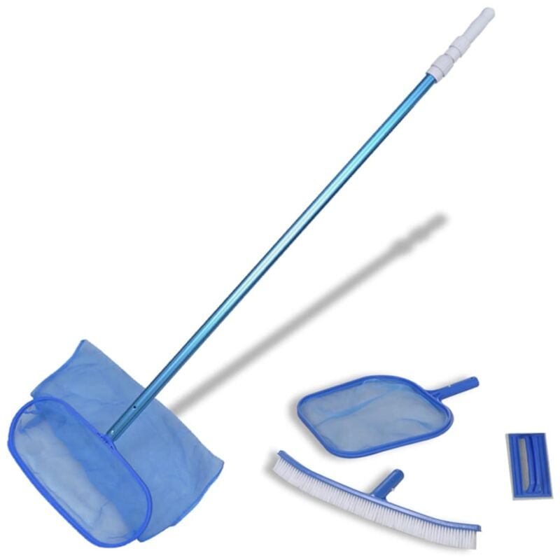 

Conjunto De Limpieza De Piscina - Cepillo 2 Recojehojas 1 Mango - Azul