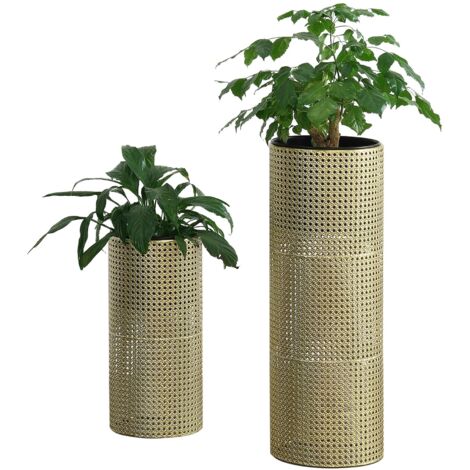 Conjunto de maceteros jardineras juego de macetas jarrones dorado y negro 030005158