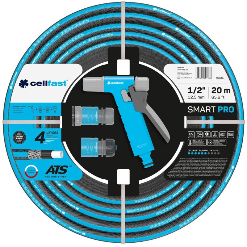 Cellfast - Smart Pro Ats Bewässerungsschlauchset 12, 5 Mm X 20 M Mit Anschlüssen Und Pistole