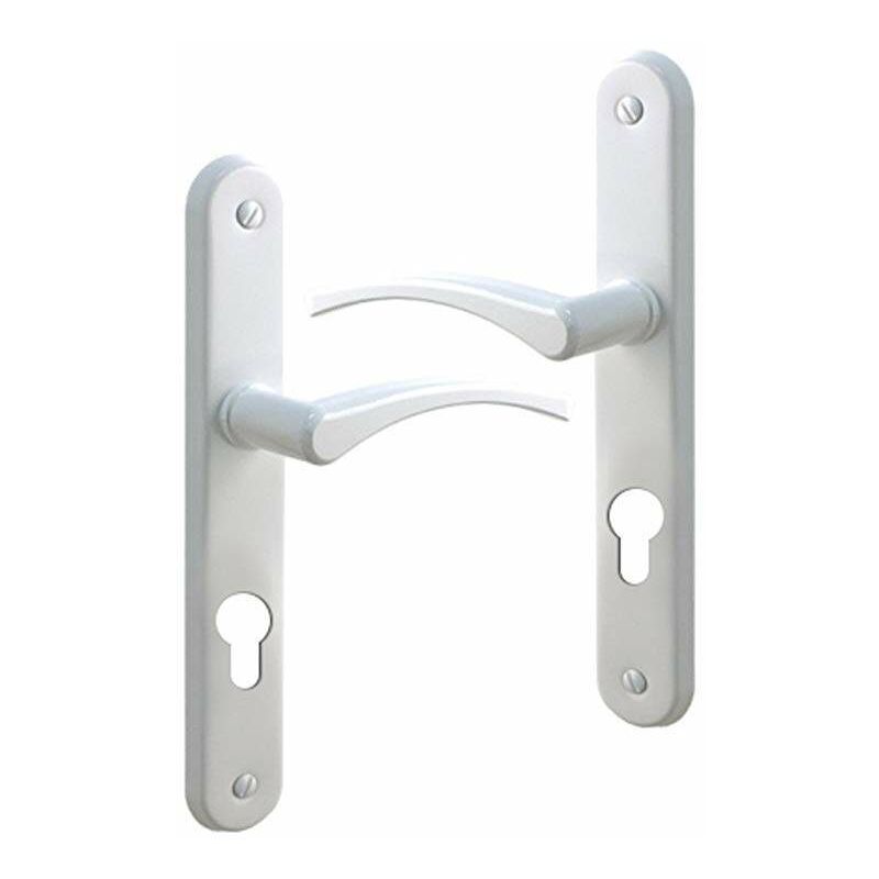 

Conjunto de manija de puerta con placa cilíndrica, aluminio blanco