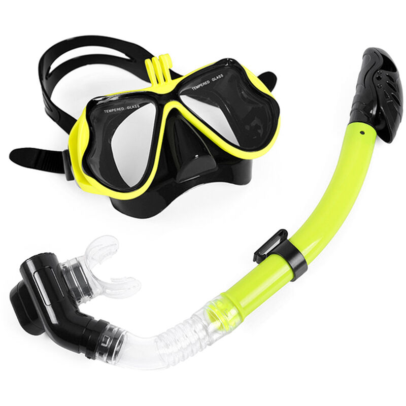 

Conjunto de mascara de snorkel seco, equipo de snorkel, gafas de snorkel plegables, para natacion, buceo, snorkel,Amarillo