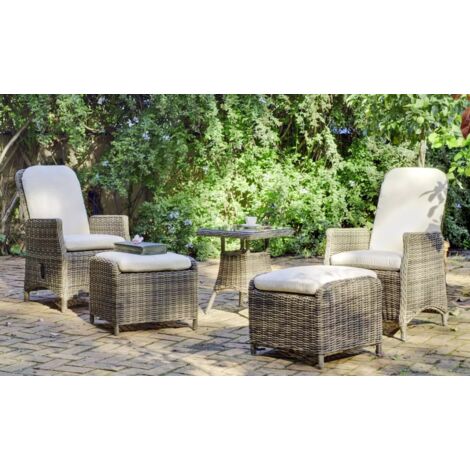 Conjunto de médula sintética 2 sillones reclinables + 2 reposapies con cojines + mesa auxiliar cuadrada, Borsalino-505/70-2+2C