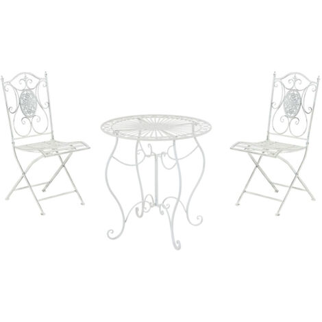 Conjunto de Mesa & 2 Sillas Plegables Aldeano Blanco antiguo