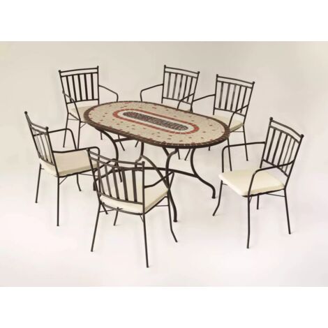 Conjunto de mesa + 4 sillones + 4 cojines jardín Malaya/Shifa