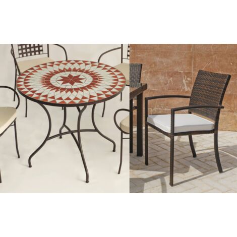 Conjunto de mesa+4 sillones+4 cojines jardin Neypal/Bahia.