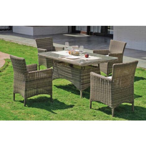 Conjunto de mesa +4 sillones+ cojines Borsalino-169/15/4+4C medula sintetica.