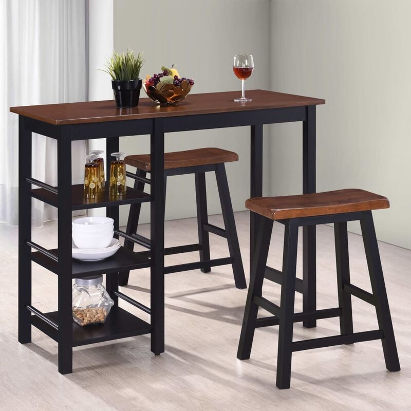 

Conjunto de mesa alta de cocina 3 piezas MDF negro - Negro
