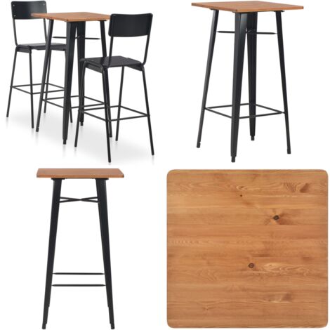 Conjunto de mesa alta y taburetes 3 piezas acero negro - Sillas altas - Conjunto de mesa y sillas