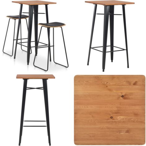 Conjunto de mesa alta y taburetes 3 piezas acero negro - Taburetes - Conjunto de mesa y sillas
