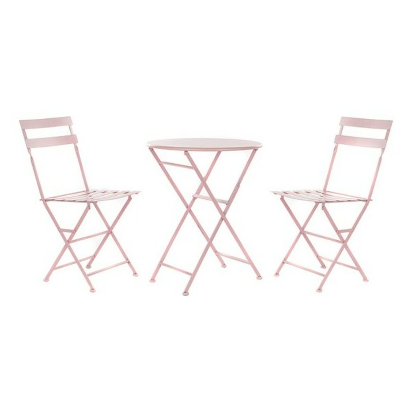 

Conjunto de Mesa con 2 Sillas DKD Home Decor Rosa Metal (3 pcs)