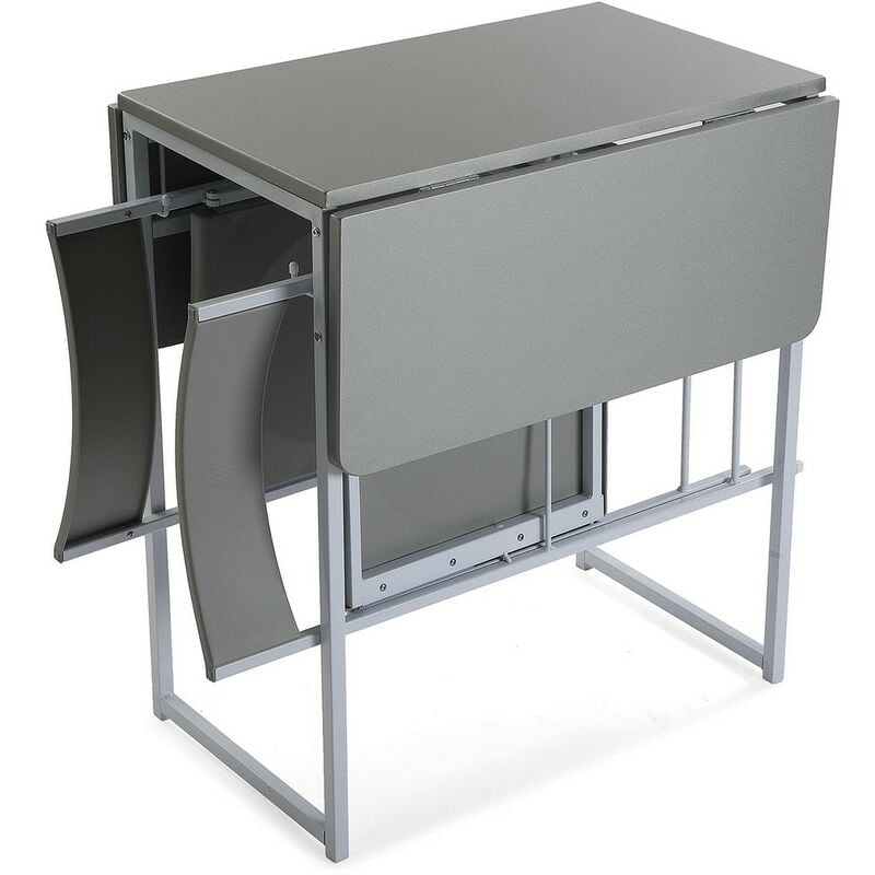 

Bh Design - Conjunto de Mesa con 2 Sillas Plegable Gris (70 x 80 x 100 cm)