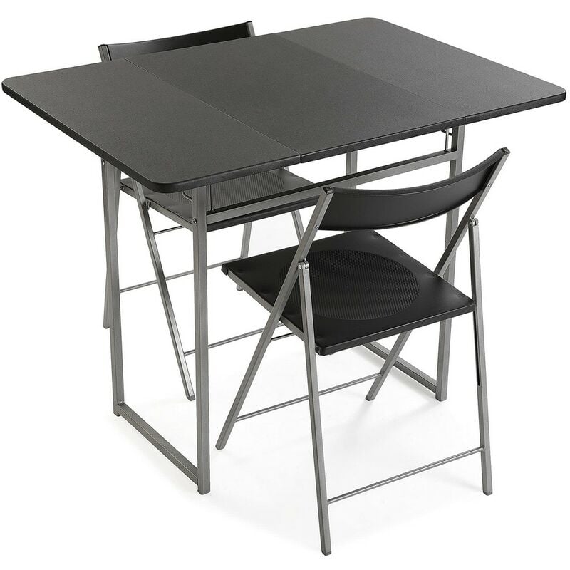 

Conjunto de Mesa con 2 Sillas Plegable Negro (70 x 80 x 100 cm)