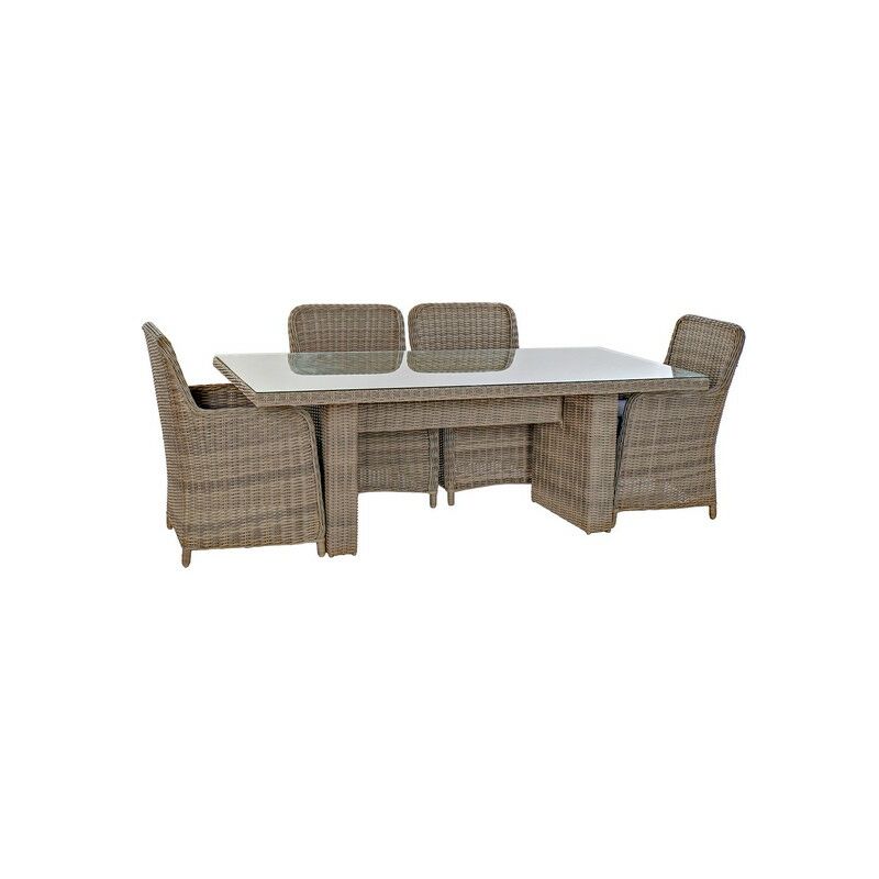 

Conjunto de Mesa con 6 Sillas DKD Home Decor Acero Ratán (7 pcs)