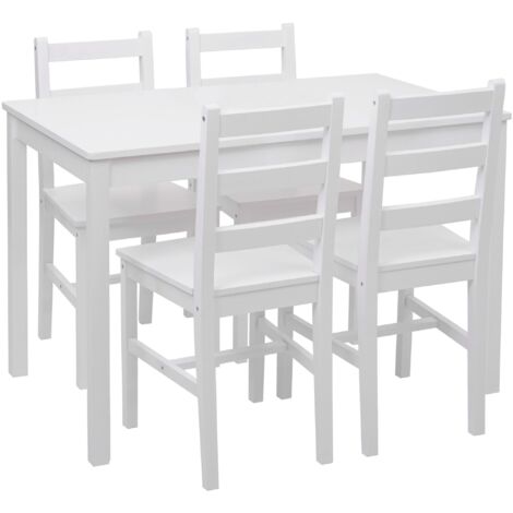 Conjunto de mesa con dos sillas en madera maciza blanca 110 cm diseño clásico 040006731