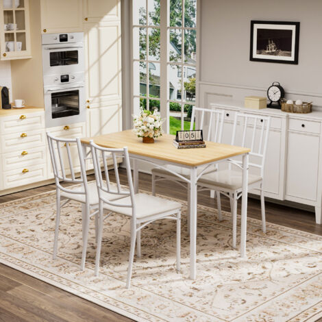 Conjunto de mesa de comedor con 4 sillas, mesa rectangular, nogal, 110x60x76.5 cm