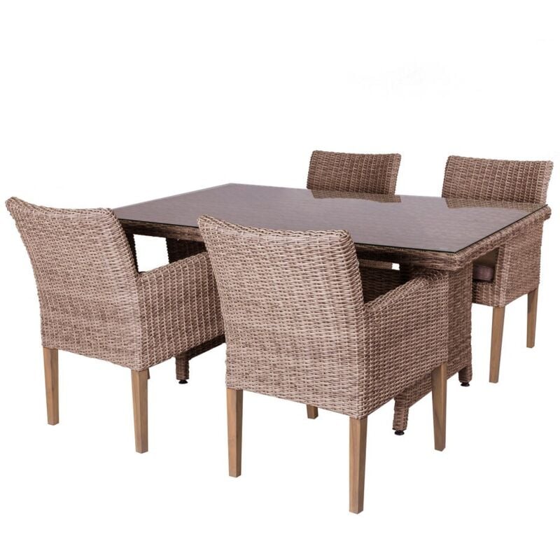 

Conjunto de mesa de comedor y 4 sillas de jardín Patsy natural de rattán