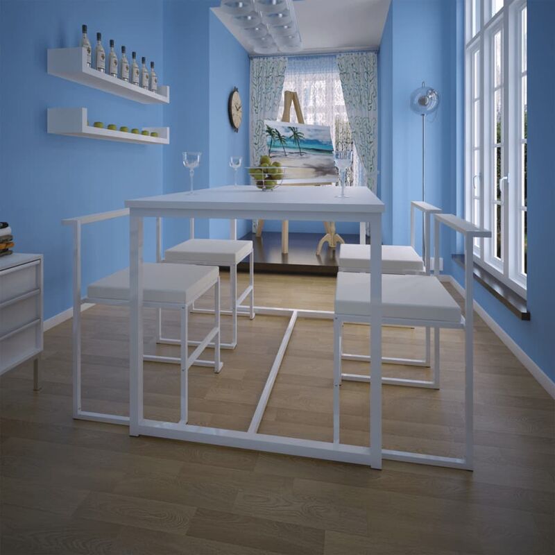 

Conjunto de mesa de comedor y sillas 5 piezas blanco - Blanco