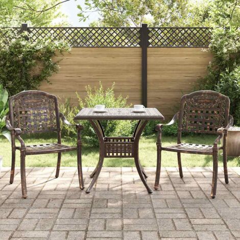 Conjunto de mesa de jardín 3 pcs Bronce Aluminio fundido