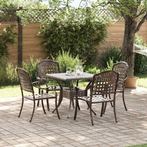 Conjunto de mesa de jardín 5 pcs Bronce Aluminio fundido