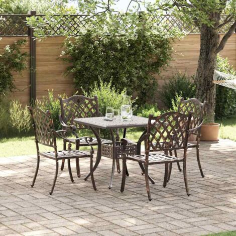 Conjunto de mesa de jardín 5 pcs Bronce Aluminio fundido