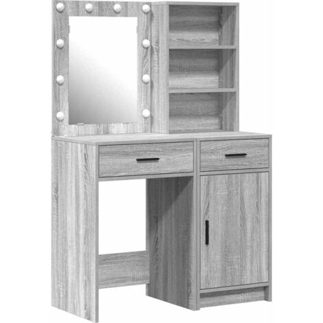 Conjunto de Mesa de Tocador con cajón 2 pcs Gris sonoma