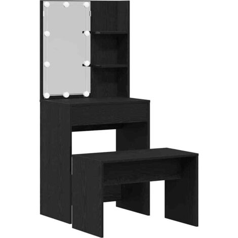 Conjunto de Mesa de Tocador Roble negro 60 x 40 x 140 cm vidaXL