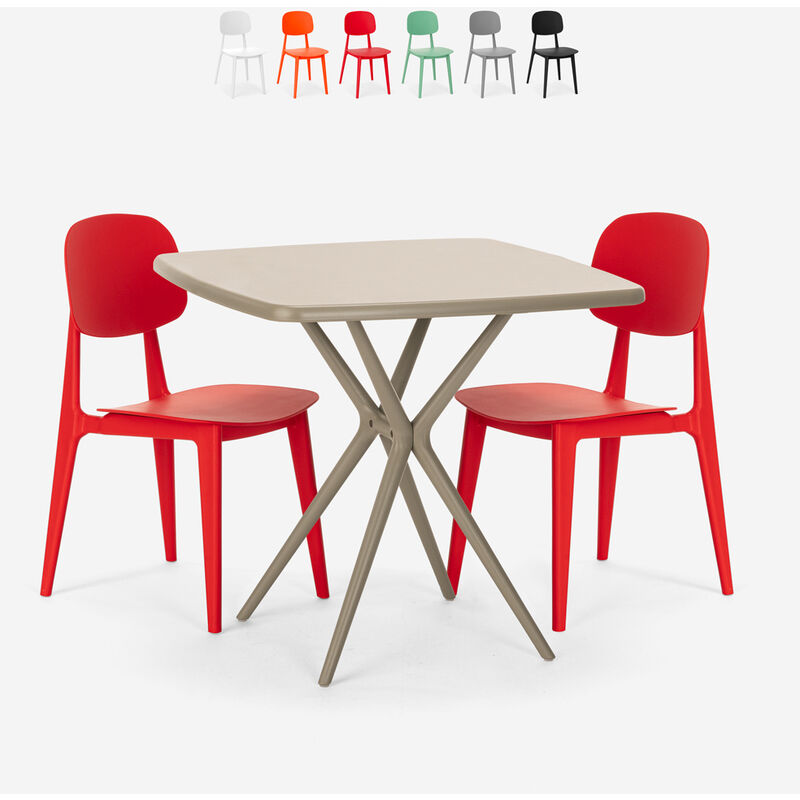 

Ahd Amazing Home Design - Juego mesa beige moderno cuadrado 70 x 70 cm 2 sillas diseño Wade | Rojo