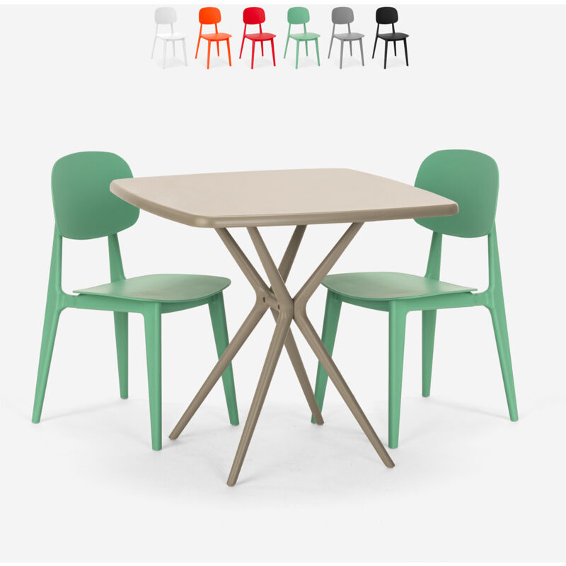 

Ahd Amazing Home Design - Juego mesa beige moderno cuadrado 70 x 70 cm 2 sillas diseño Wade | Verde oscuro