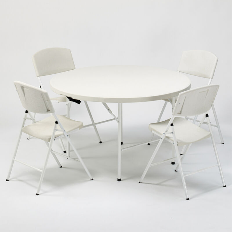 

SET de mesa redonda 120 con 4 sillas plegables ideales para camping y jardín Columbia