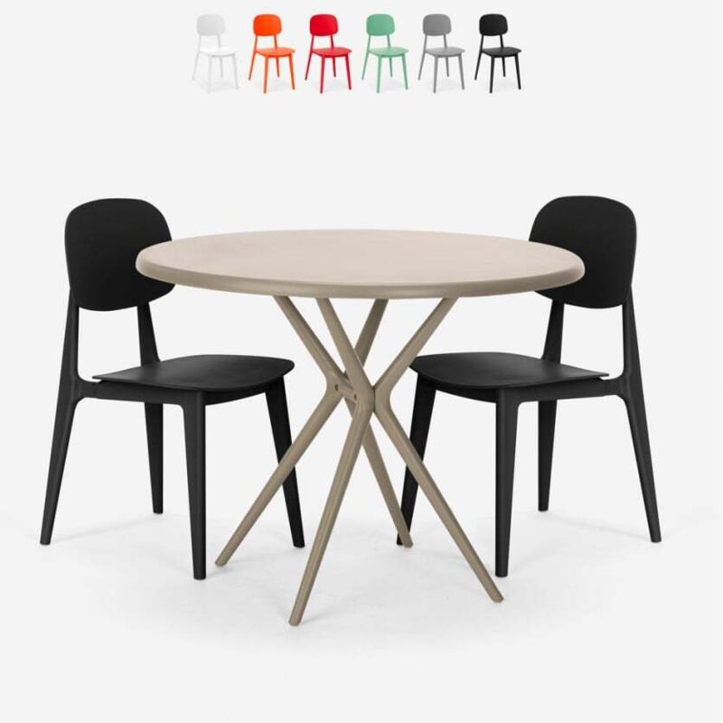 

Ahd Amazing Home Design - Conjunto de mesa redonda 80cm beige 2 sillas de diseño Berel | Negro
